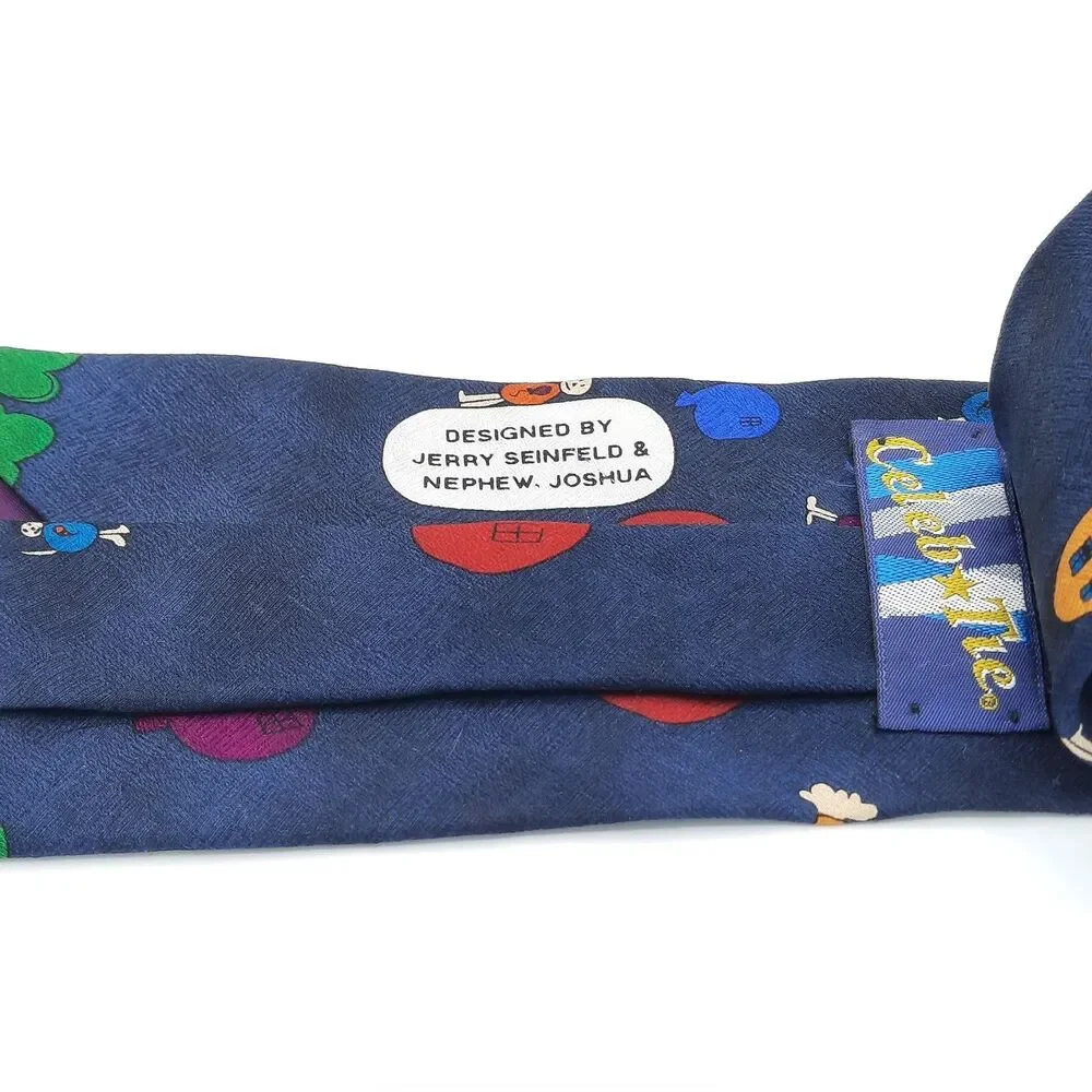 Vintage Save The Children Celeb Silk Tie Designer JERRY SEINFELD/Nephew Joshua